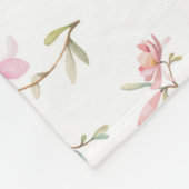 Couverture Polaire Motif de fleur rose mou d'aquarelle du monogramme (Coin)