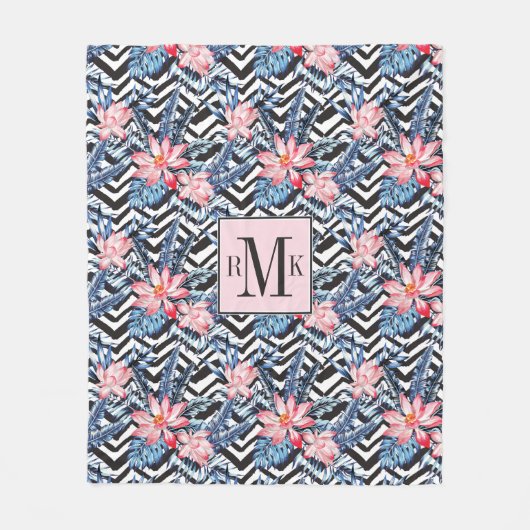 Couverture Polaire Motif de fleur tropical de Lotus (Devant)