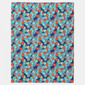 Couverture Polaire Motif de fleurs Art Déco - bleu, turquoise et roug (Devant)