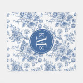 Couverture Polaire Motif de fleurs bleues (Devant (Horizontal))
