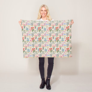 Couverture Polaire Motif de fleurs d'aquarelle moderne