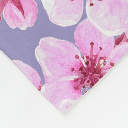 Couverture Polaire Motif de fleurs de cerisiers (Coin)