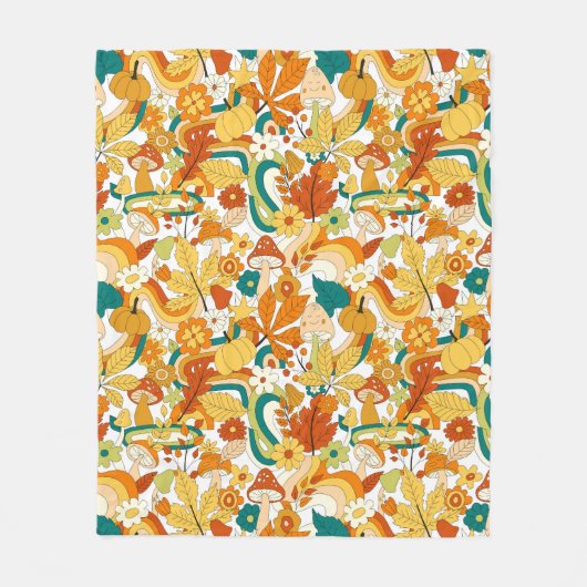 Couverture Polaire Motif de fleurs de champignons Super rétro (Devant)