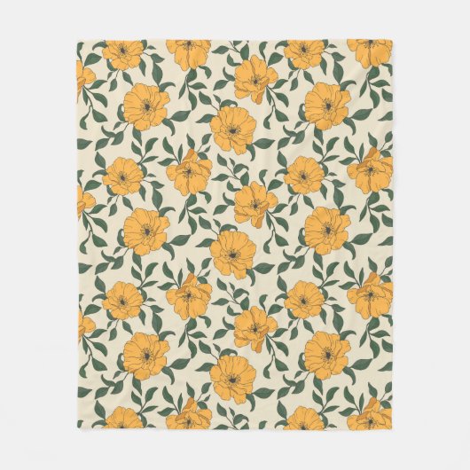 Couverture Polaire Motif de fleurs de crapaud orange (Devant)