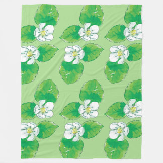 Couverture Polaire motif de fleurs de fraise