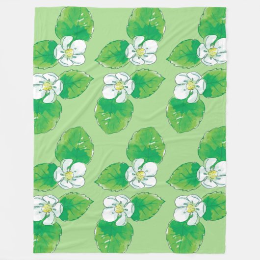 Couverture Polaire motif de fleurs de fraise (Devant)