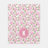 Couverture Polaire Motif de fleurs d'hydrangea rose élégant avec mono (Devant)