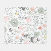 Couverture Polaire Motif de fleurs et feuilles en vert tropical et ro (Devant (Horizontal))