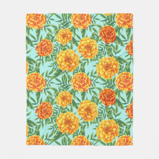 Couverture Polaire Motif de fleurs Marigold (Devant)