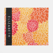 Couverture Polaire Motif De Fleurs, Orange Dahlia, Votre Nom (Devant (Horizontal))