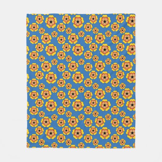Couverture Polaire Motif de fleurs orange jaune (Devant)