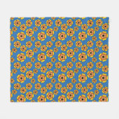 Couverture Polaire Motif de fleurs orange jaune (Devant (Horizontal))