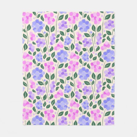 Couverture Polaire Motif de fleurs rose & violet & et bleu (Devant)