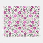 Couverture Polaire Motif de fleurs roses et feuilles verts (Devant (Horizontal))