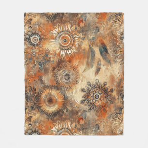 Couverture Polaire Motif de fleurs rustiques