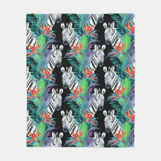 Couverture Polaire Motif De Fleurs Zébrées Et Exotiques