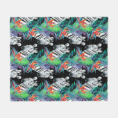 Couverture Polaire Motif De Fleurs Zébrées Et Exotiques (Devant (Horizontal))