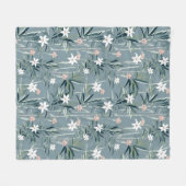 Couverture Polaire Motif de fleurs zen botaniques japonaises (Devant (Horizontal))