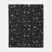 Couverture Polaire Motif de flocon de neige de Noël noir et blanc (Devant)