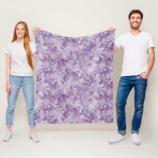 Couverture Polaire Motif de flocon de neige pourpre (En situation)