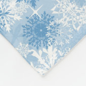 Couverture Polaire Motif de flocons de neige d'hiver sur le bleu (Coin)