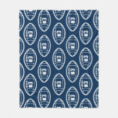 Couverture Polaire Motif de foot bleu et blanc de marine (Devant)