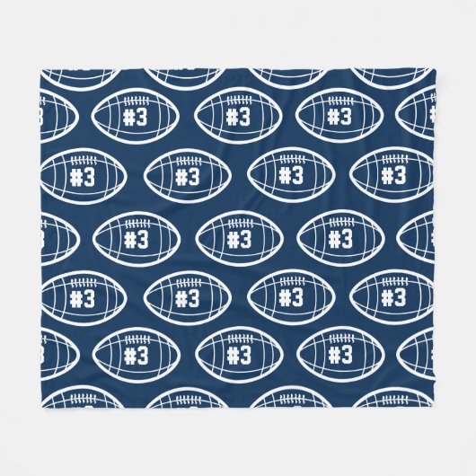 Couverture Polaire Motif de foot bleu et blanc de marine (Devant (Horizontal))