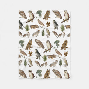 Couverture Polaire Motif de forêt de l'aquarelle de la Chouette vinta