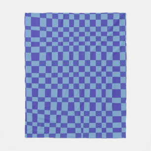Couverture Polaire Motif de formes À damiers Abstrait en bleu