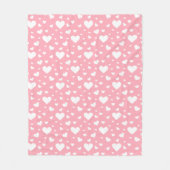 Couverture Polaire Motif De Formes Cardiaques Rose Et Blanc (Devant)