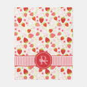 Couverture Polaire Motif de fraise florale du Monogramme rouge mûr (Devant)