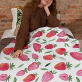 Couverture Polaire Motif de fraises d'aquarelle mignonne