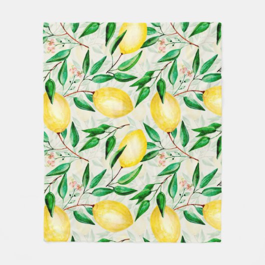 Couverture Polaire Motif de fruits à l'aquarelle transparente. citron (Devant)