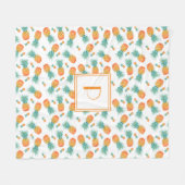 Couverture Polaire Motif de fruits d'ananas Monogramme moderne (Devant (Horizontal))