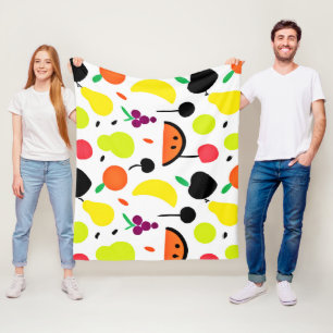 Couverture Polaire Motif de fruits de néon à lueur tropicale