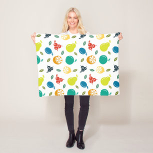 Couverture Polaire Motif de fruits, Plum, Orange, Citron, Poire, Pomm