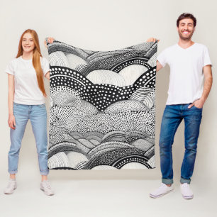 Couverture Polaire Motif de géométrie abstraite monochrome contempora