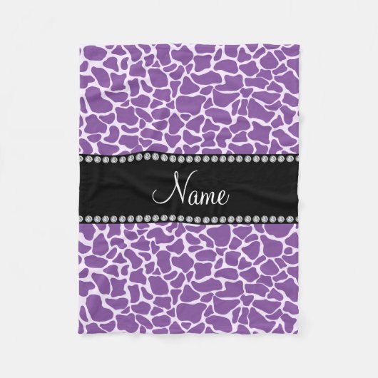 Couverture Polaire motif de girafe violet de nom personnalisé (Devant)