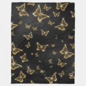 Couverture Polaire Motif de glam or et papillons noirs (Devant)