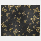 Couverture Polaire Motif de glam or et papillons noirs (Devant (Horizontal))