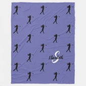Couverture Polaire Motif de golfeur Monogramme Nom Initial Pervenche (Devant)