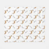 Couverture Polaire Motif De Greyhound Italien Fawn Et Blanc Avec Nom (Devant (Horizontal))