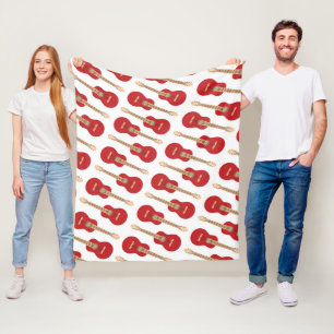 Couverture Polaire Motif de guitare rouge