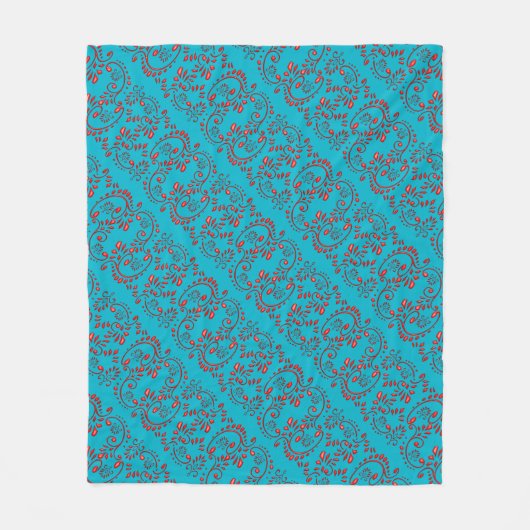 Couverture Polaire Motif de henné de fleur de lis d'Indien (Devant)