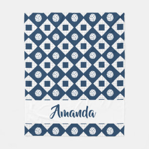 Couverture Polaire Motif de Jacquard de volley-ball bleu marine