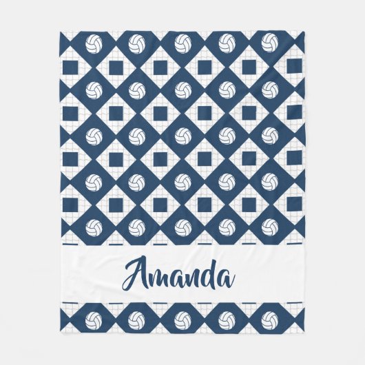 Couverture Polaire Motif de Jacquard de volley-ball bleu marine (Devant)