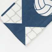 Couverture Polaire Motif de Jacquard de volley-ball bleu marine (Coin)
