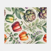 Couverture Polaire Motif de jardin potager à l'aquarelle (Devant (Horizontal))