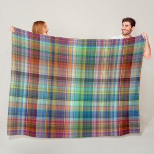 Couverture Polaire Motif de la bande de plaid colorée de Madras