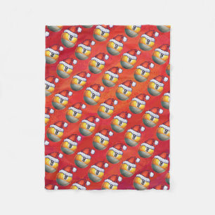 Couverture Polaire Motif de la boule Santa Hat Nine sur rouge